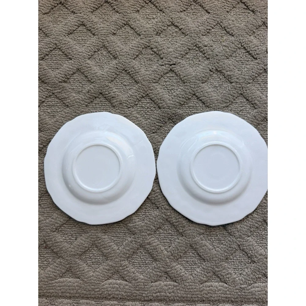 Milk Glass Floral Band Saucer for cup Indiana Glass Company Set Of 2